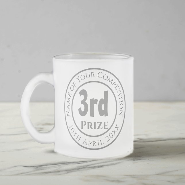Caneca De Café Vidro Jateado Prêmio de troféu do 3º Prêmio Competição (Criador carregado)