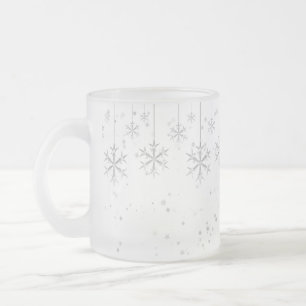 Caneca De Café Vidro Jateado Prendendo Flocos de Neve