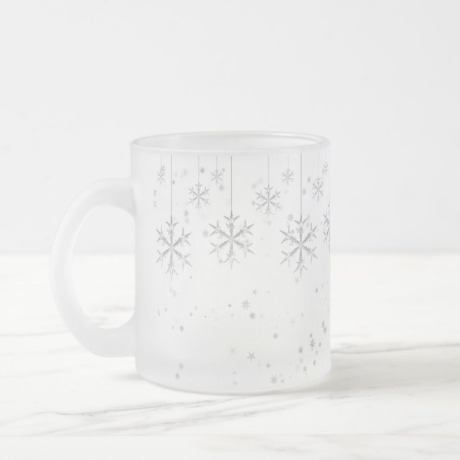 Caneca De Café Vidro Jateado Prendendo Flocos de Neve (Esquerda)