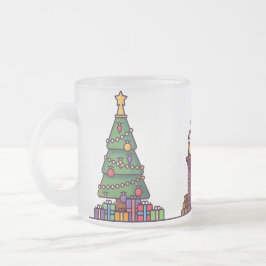 Caneca De Café Vidro Jateado presente de elefante branco da árvore Santa Claus