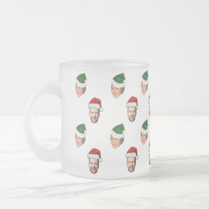 Caneca De Café Vidro Jateado Presente de Natal de Santa Hat Personalizado Face 