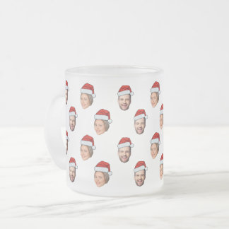 Caneca De Café Vidro Jateado Presente de Natal de Santa Hat Personalizado Face