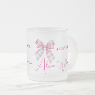 Caneca De Café Vidro Jateado Presente Personalizado de Arco Azul e Rosa Fofo