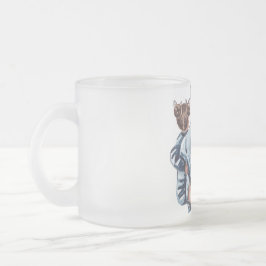 Caneca De Café Vidro Jateado Presente Personalizado Super Mãe com Filho e Filha