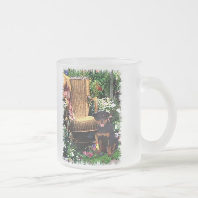 Caneca De Café Vidro Jateado Presentes de Arte Rottweiler (Direita)