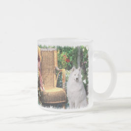 Caneca De Café Vidro Jateado Presentes de Arte Samoyed