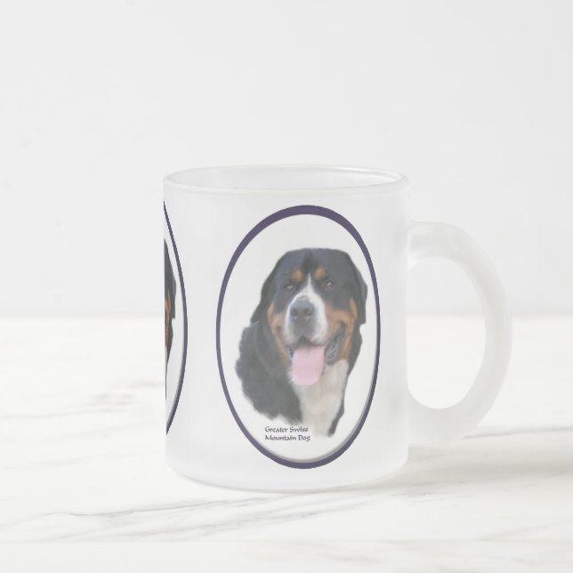 Caneca De Café Vidro Jateado Presentes de Cachorro na Grande Suíça (Direita)