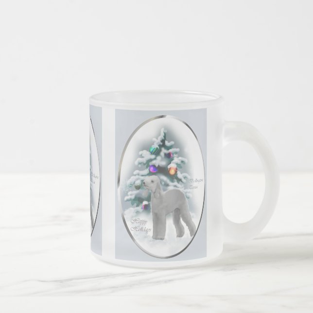Caneca De Café Vidro Jateado Presentes de Natal Bedlington Terrier (Direita)