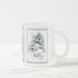 Caneca De Café Vidro Jateado Presentes de Natal Bichon Frise