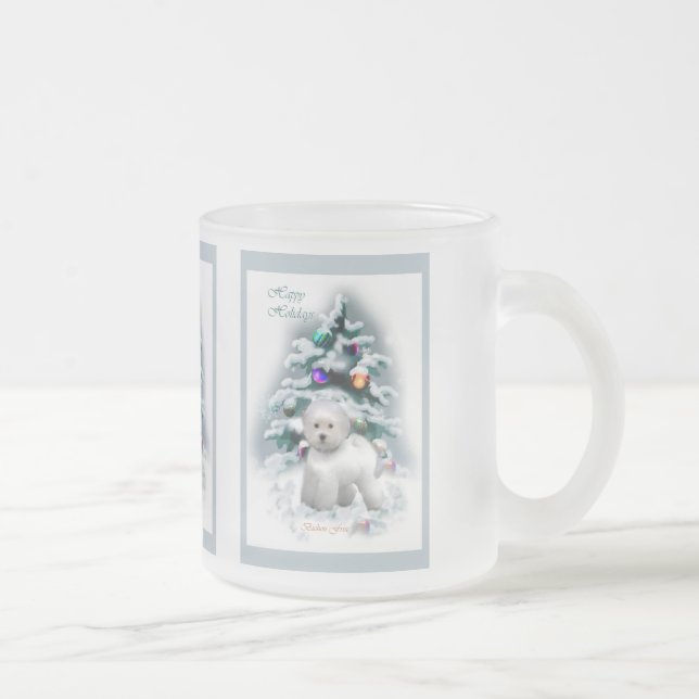 Caneca De Café Vidro Jateado Presentes de Natal Bichon Frise (Direita)