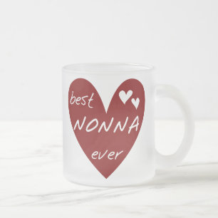 Caneca De Café Vidro Jateado Presentes dos t-shirt de Nonna do coração vermel