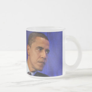 Caneca De Café Vidro Jateado Presidente Barack Obama