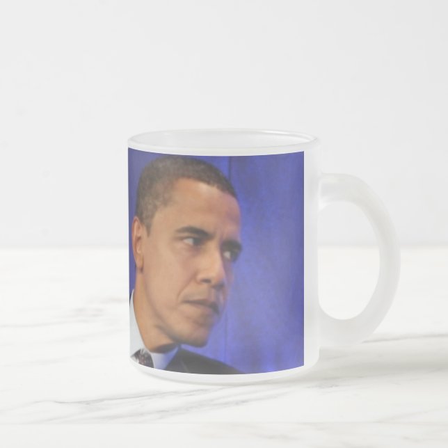 Caneca De Café Vidro Jateado Presidente Barack Obama (Direita)