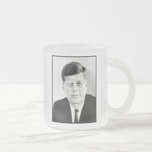 Caneca De Café Vidro Jateado Presidente John F Kennedy Retrato Vidro Fosco Co