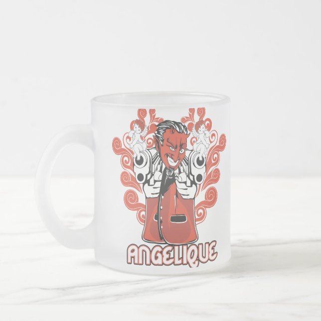 Caneca De Café Vidro Jateado preto angeliano (Esquerda)