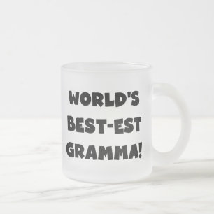 Caneca De Café Vidro Jateado Preto ou branco do Melhor-est Gramma do mundo