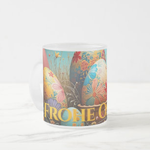 Caneca De Café Vidro Jateado Primavera Magia com Ovos de Páscoa