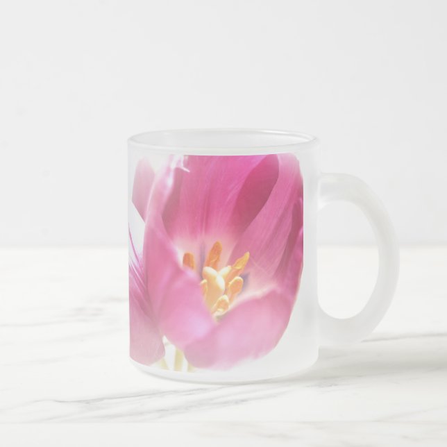 Caneca De Café Vidro Jateado Primavera Tulipas Fosco (Direita)