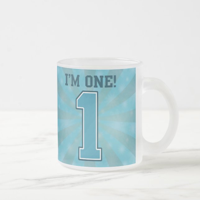 Caneca De Café Vidro Jateado Primeiro menino do aniversário, eu sou um, número (Direita)