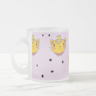 Caneca De Café Vidro Jateado Princesa gatinha em roxo
