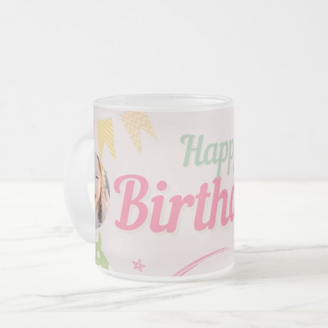 Caneca De Café Vidro Jateado princess birthday (Frente Esquerda)