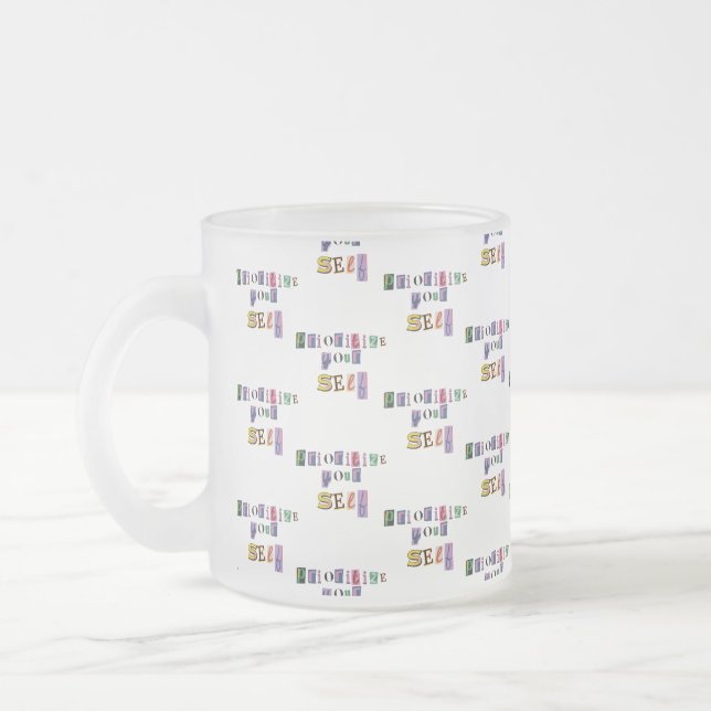 Caneca De Café Vidro Jateado Priorize a Si Mesmo (Esquerda)