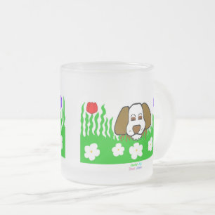 Caneca De Café Vidro Jateado Pup N Tocar Tampão De Vidro De Fosco Pequeno