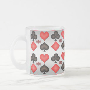 Caneca De Café Vidro Jateado Quatro Aces Jogando Cartões Prateando Prata