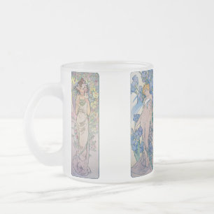 Caneca De Café Vidro Jateado Quatro Flores, Alphonse Mucha