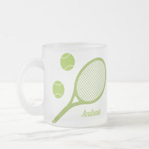 Caneca De Café Vidro Jateado Racket de Tênis Verde Moderno Personalizado