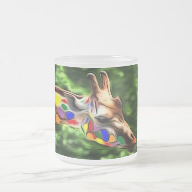 Caneca De Café Vidro Jateado Rainbow Giraffe (Centro)