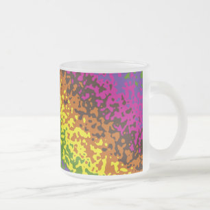 Caneca De Café Vidro Jateado Rainbow Paint Splatter Hippie Earth Tones Abstrato