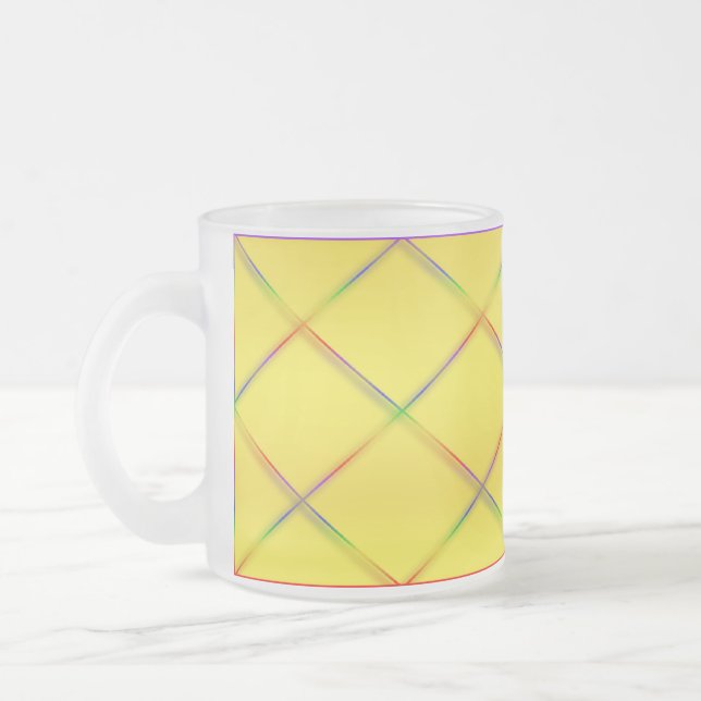 Caneca De Café Vidro Jateado Rainbow Trellis Yellow Mug Personalizável (Esquerda)