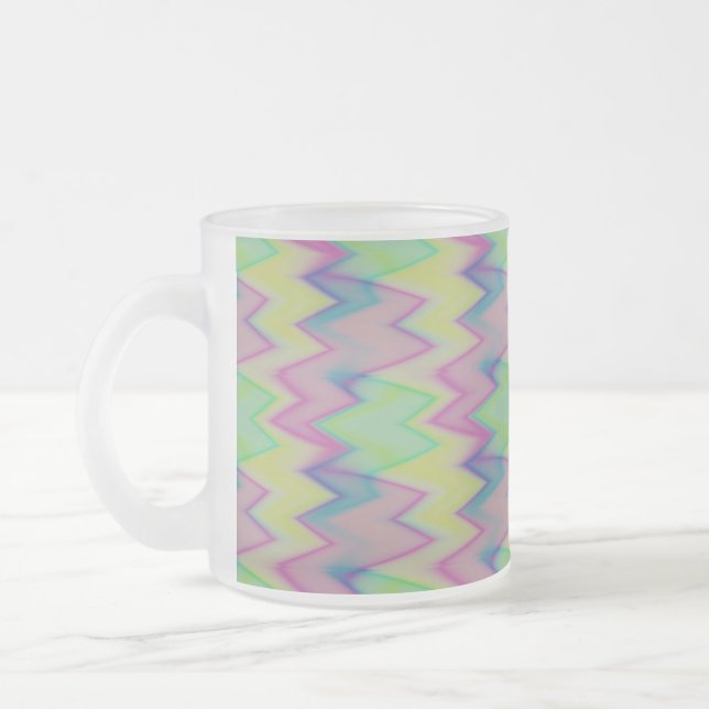Caneca De Café Vidro Jateado Rainbow Zigzags (Esquerda)