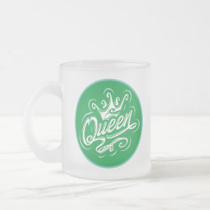 Caneca De Café Vidro Jateado Rainha com coroa, Design de tipografia