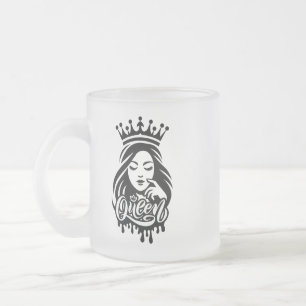 Caneca De Café Vidro Jateado Rainha Design – Coroa Real Elegante