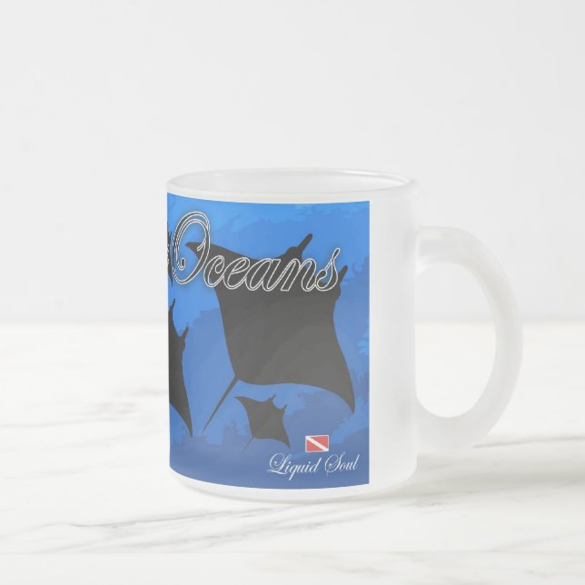 Caneca De Café Vidro Jateado Raio de Manta - salvar nossos oceanos (Direita)