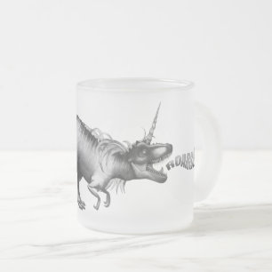 Caneca De Café Vidro Jateado Raio Dinocorn   Palavra Monocromática Mínima Silve