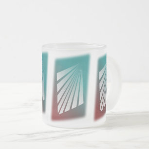 Caneca De Café Vidro Jateado Raios brancos sobre azul-turquesa burgundy