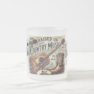 Caneca De Café Vidro Jateado Raízes em Música country