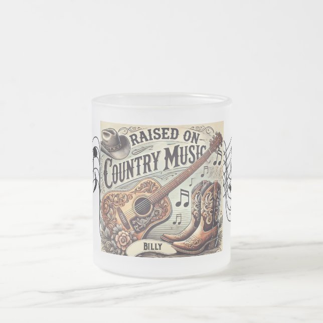 Caneca De Café Vidro Jateado Raízes em Música country (Centro)