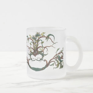 Caneca De Café Vidro Jateado Ramificações de torção desenhadas à mão Fosco Bo