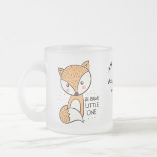 Caneca De Café Vidro Jateado Raposa corajosa, fox fox desenhando personalizado