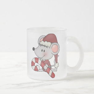 Caneca De Café Vidro Jateado Rato do Natal com bastão de doces