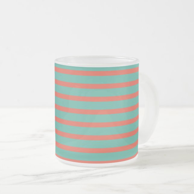 Caneca De Café Vidro Jateado red & green stripes – rot-grün gestreift (Frente Esquerda)