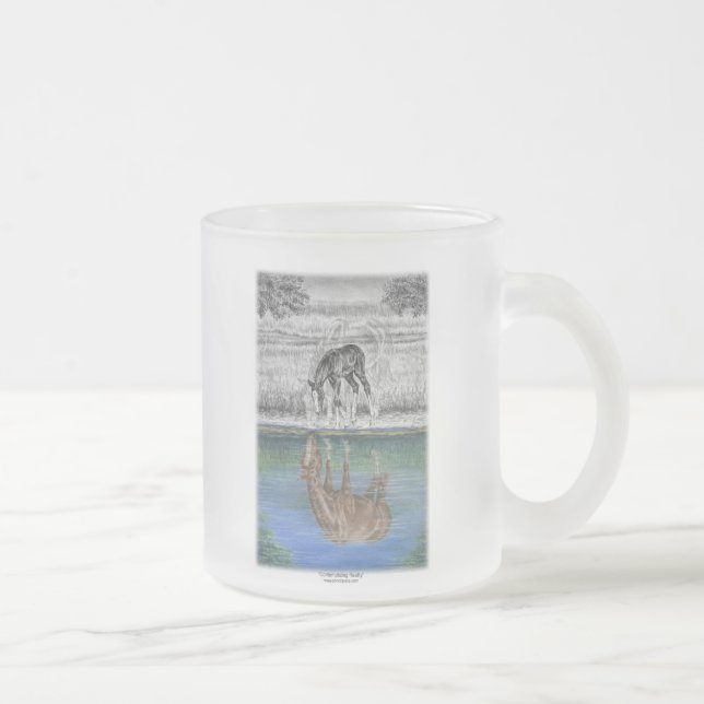 Caneca De Café Vidro Jateado Reflexão da Água do Pente do Cavalo (Direita)