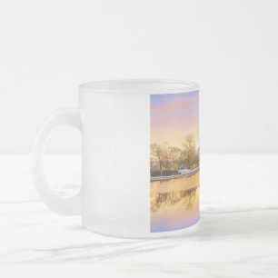Caneca De Café Vidro Jateado Reflexo do pôr do sol no edifício do Capitólio dos