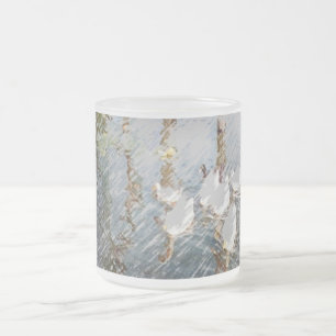 Caneca De Café Vidro Jateado Reflexões de Pato
