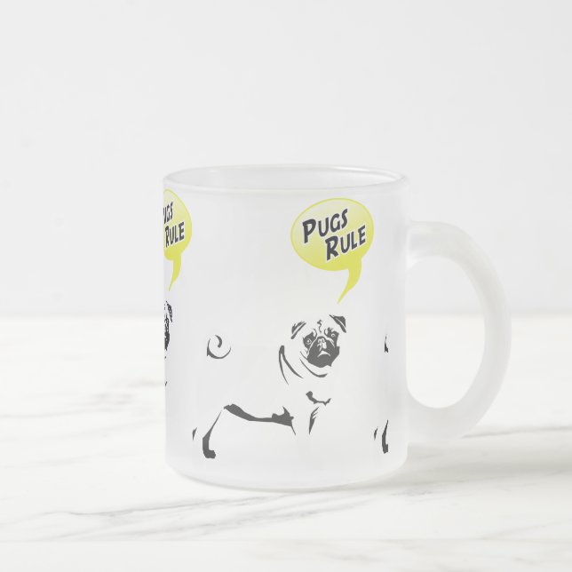 Caneca De Café Vidro Jateado Regras do Pug (Direita)