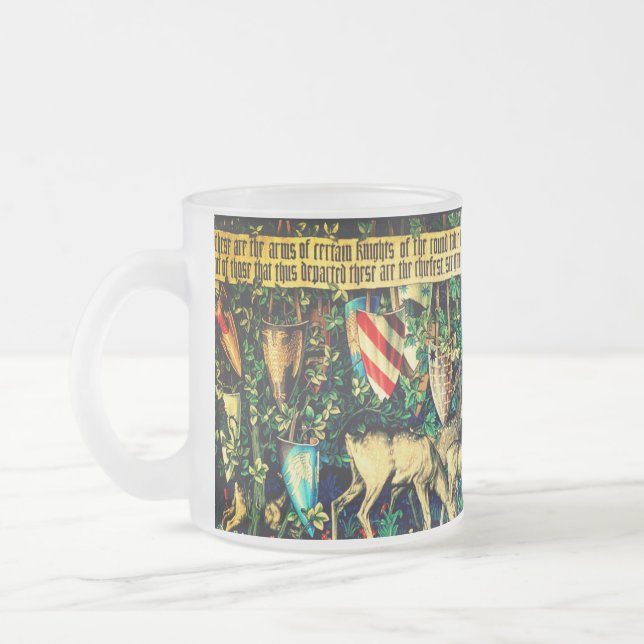 Caneca De Café Vidro Jateado Rei Medieval Arthur William Morris (Esquerda)